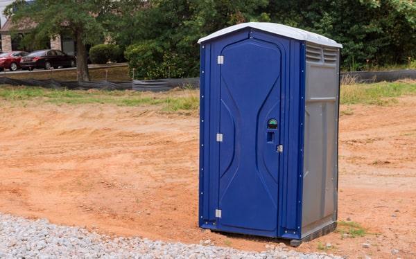 Special event portable restrooms arranged with stanchions in Hackensack, New Jersey