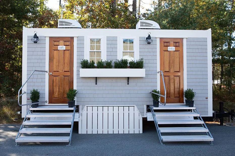 Wedding restroom units discretely staged at a venue in Hackensack, New Jersey